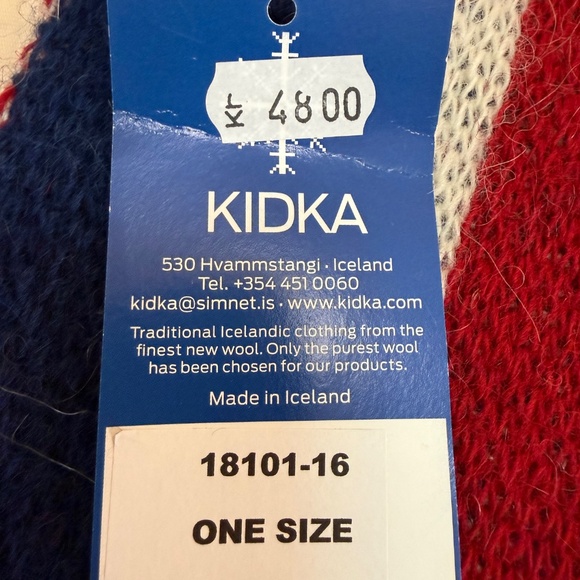 Kidka Iceland Wool Scarf 🇮🇸– Icelandic Flag Pattern – New w/ Tags - Picture 8 of 15
